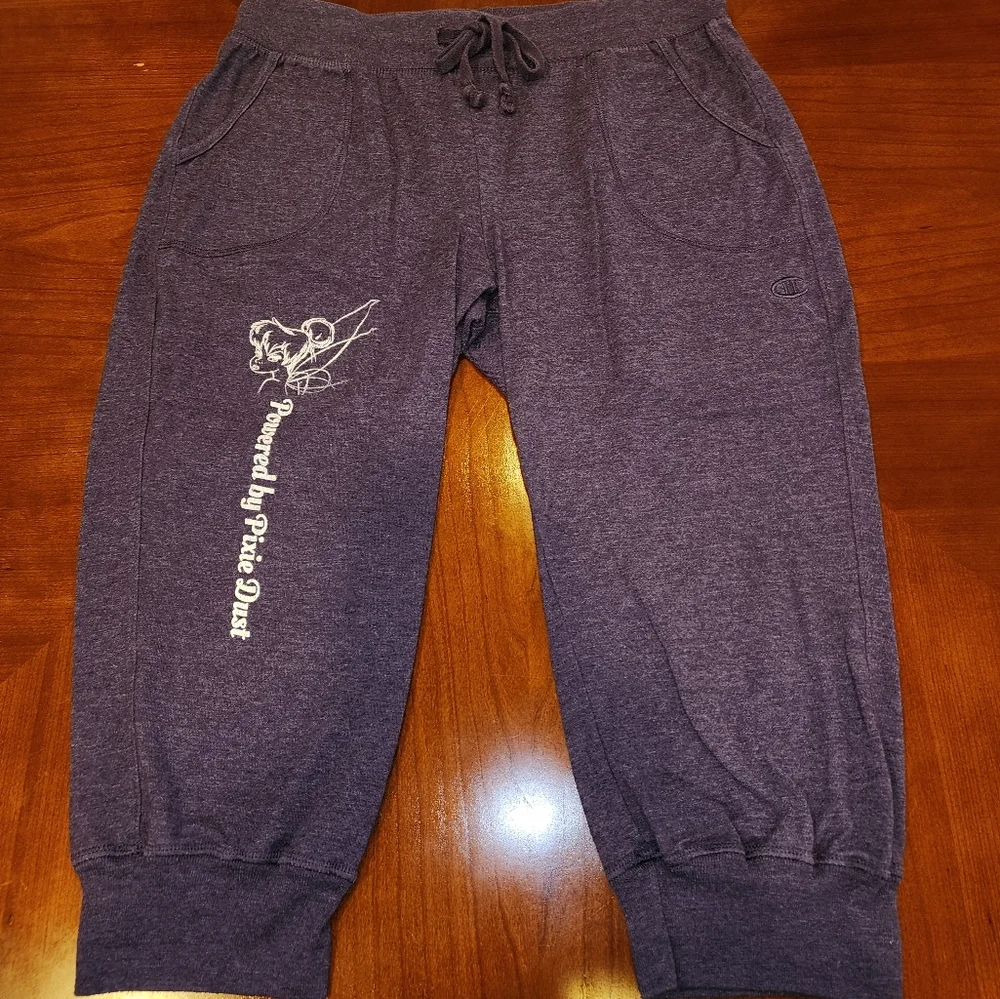 runDisney Champion capri sweat pants, M, Tinker Bell, "Powered by Pixie Dist" - Picture 1 of 5